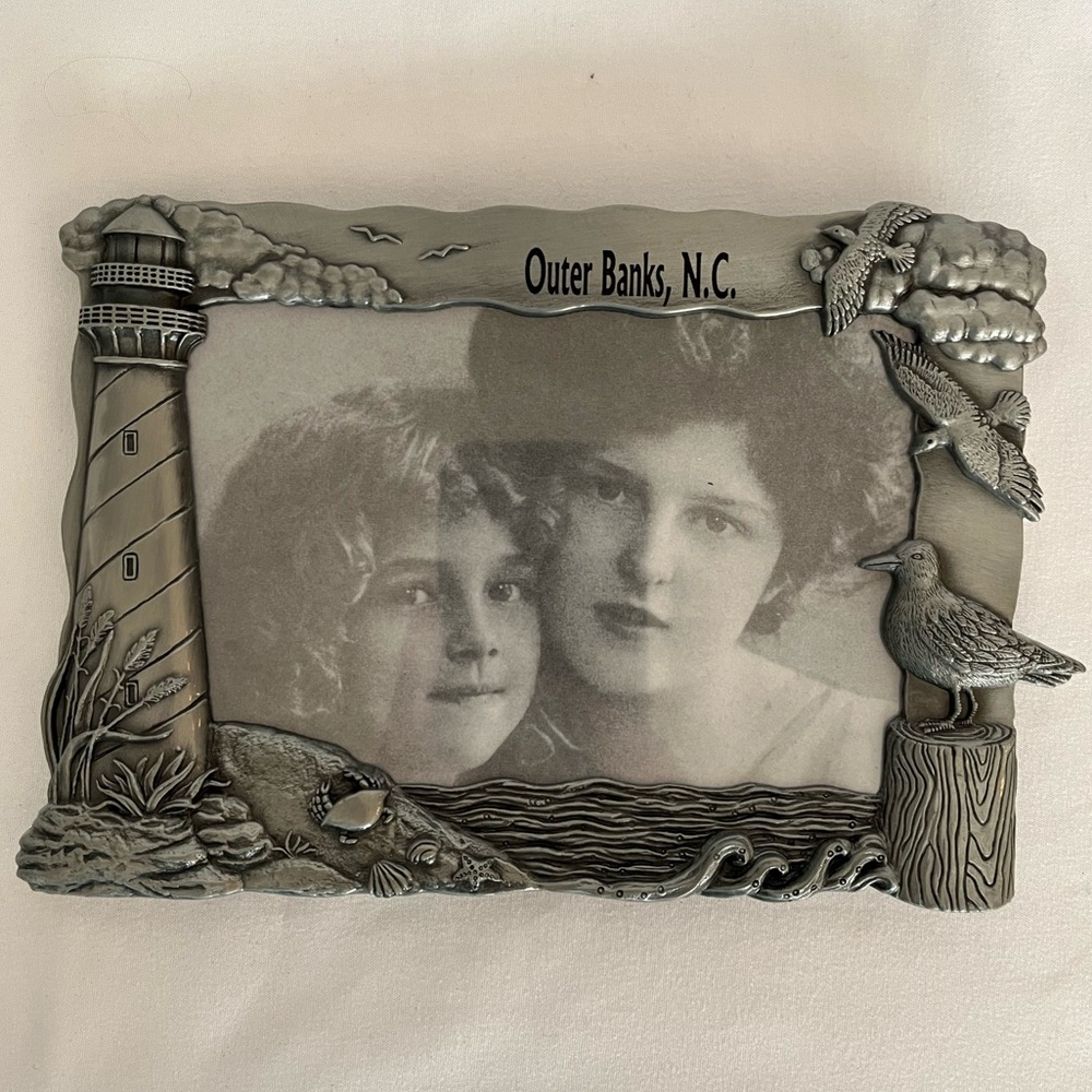 4x6 pewter tabletop picture frame. Outer Banks,NC Beach theme